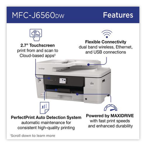Mfc-j6560dw Inkvestment Aio Printer, Copy/fax/print/scan