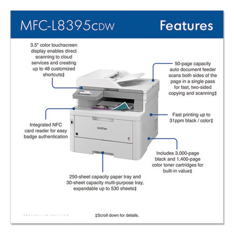 Workhorse Mfc-l8395cdw Digital Color All-in-one Printer, Copy/fax/print/scan