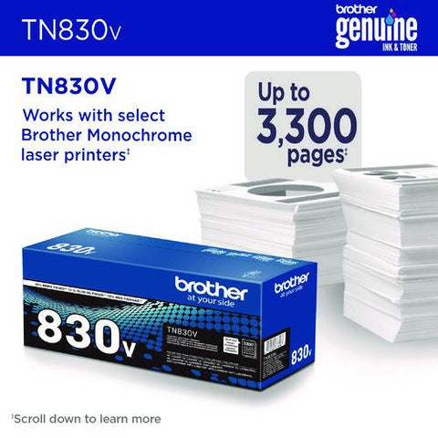 Tn830v High-yield Toner, 3,300 Page-yield, Black