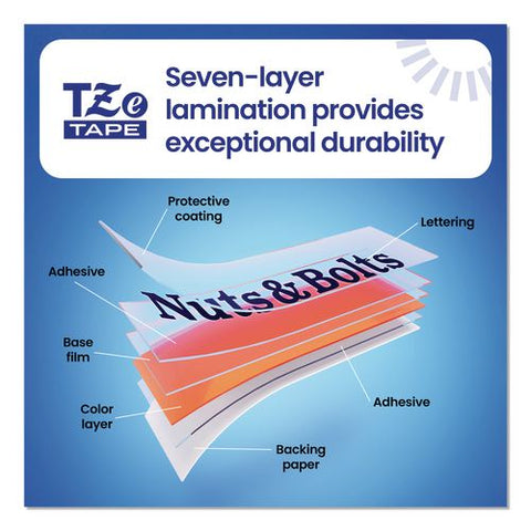 Tze Standard Adhesive Laminated Labeling Tapes, 0.47" X 26.2 Ft, Black On White, 2/pack