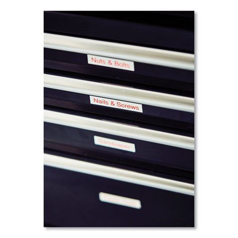 Tze Standard Adhesive Laminated Labeling Tape, 0.7" X 26.2 Ft, Red On White