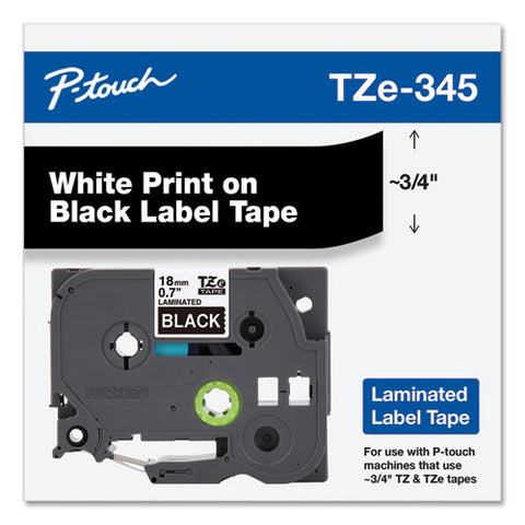 Tze Standard Adhesive Laminated Labeling Tape, 0.7" X 26.2 Ft, White On Black