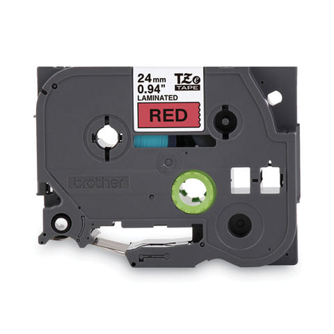 Tze Standard Adhesive Laminated Labeling Tape, 0.94" X 26.2 Ft, Black On Red