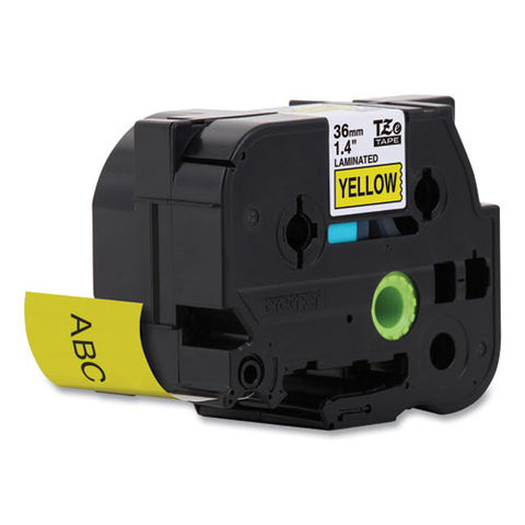 Tze Standard Adhesive Laminated Labeling Tape, 1.4" X 26.2 Ft, Black On Yellow