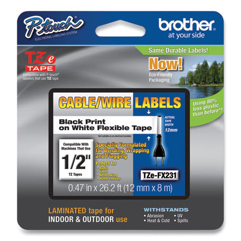 Flexible Id Tape, 0.47" X 26.2 Ft, Black On White