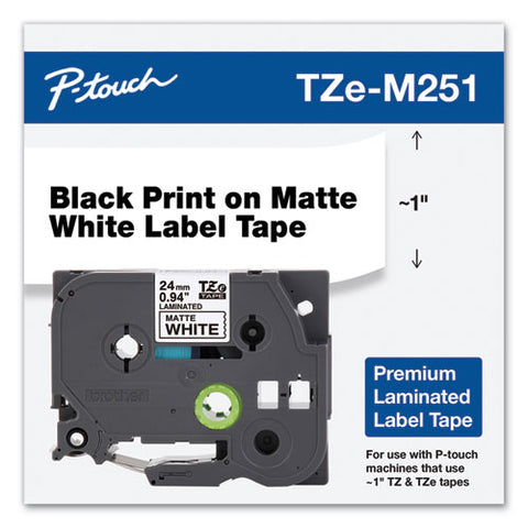 Tze Premium Laminated Tape, 0.94" X 26.2 Ft, Black On White