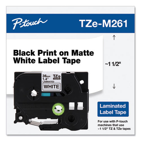Tze Standard Adhesive Laminated Labeling Tape, 1.4" X 26.2 Ft, Black On Matte White