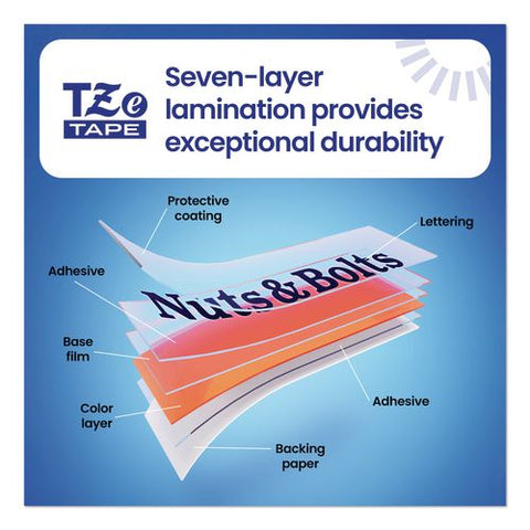 Tze Extra-strength Adhesive Laminated Labeling Tape, 0.47" X 26.2 Ft, Black On White
