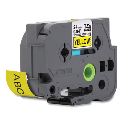Tze Extra-strength Adhesive Laminated Labeling Tape, 0.94" X 26.2 Ft, Black On Yellow