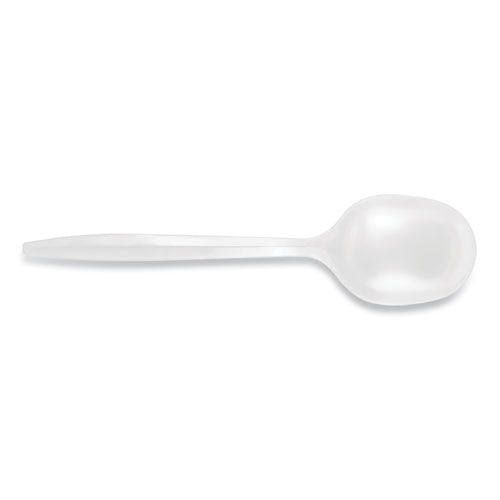 Mediumweight Polypropylene Cutlery, Soup Spoon, White, 1,000/carton