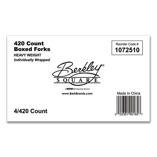 Elegant Dinnerware Heavyweight Cutlery, Individually Wrapped, Fork, Plastic, White, 420/box