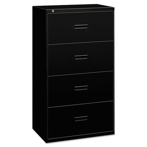 400 Series Lateral File, 4 Legal/letter-size File Drawers, Black, 30" X 18" X 52.5"