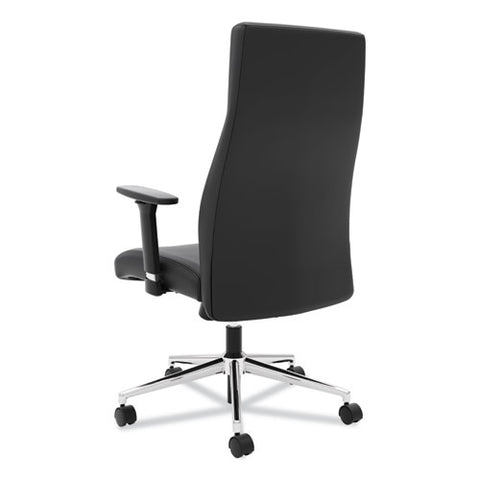 Define Executive High-back Leather Chair, Supports 250 Lb, 17" To 21" Seat Height, Black Seat/back, Polished Chrome Base