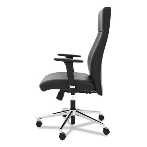 Define Executive High-back Leather Chair, Supports 250 Lb, 17" To 21" Seat Height, Black Seat/back, Polished Chrome Base