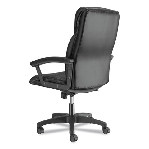 Hvl151 Executive High-back Leather Chair, Supports Up To 250 Lb, 17.75" To 21.5" Seat Height, Black