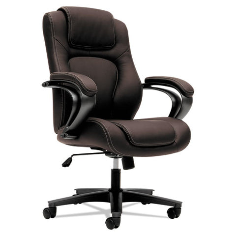 Hvl402 Series Executive High-back Chair, Supports Up To 250 Lb, 17" To 21" Seat Height, Brown Seat/back, Black Base