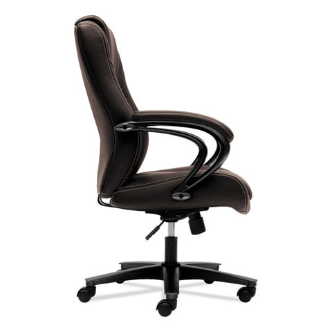 Hvl402 Series Executive High-back Chair, Supports Up To 250 Lb, 17" To 21" Seat Height, Brown Seat/back, Black Base