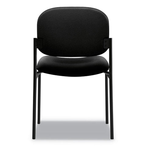 Vl606 Stacking Guest Chair Without Arms, Fabric Upholstery, 21.25" X 21" X 32.75", Black Seat, Black Back, Black Base