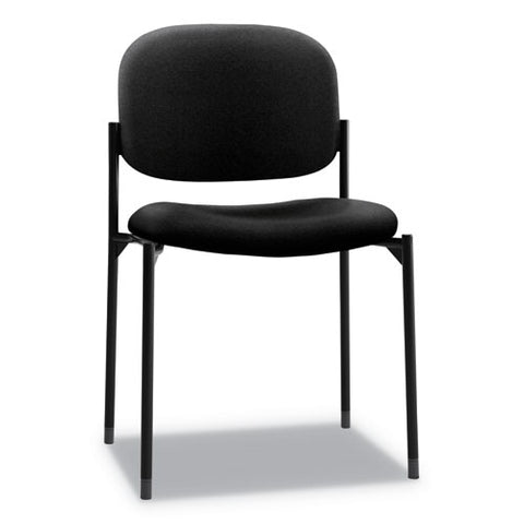 Vl606 Stacking Guest Chair Without Arms, Fabric Upholstery, 21.25" X 21" X 32.75", Black Seat, Black Back, Black Base