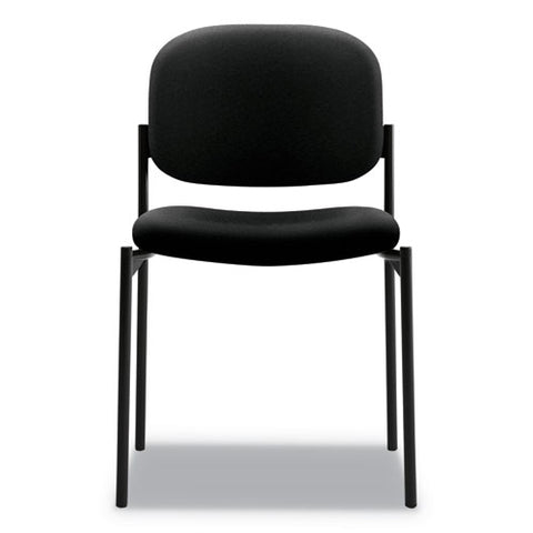 Vl606 Stacking Guest Chair Without Arms, Fabric Upholstery, 21.25" X 21" X 32.75", Black Seat, Black Back, Black Base