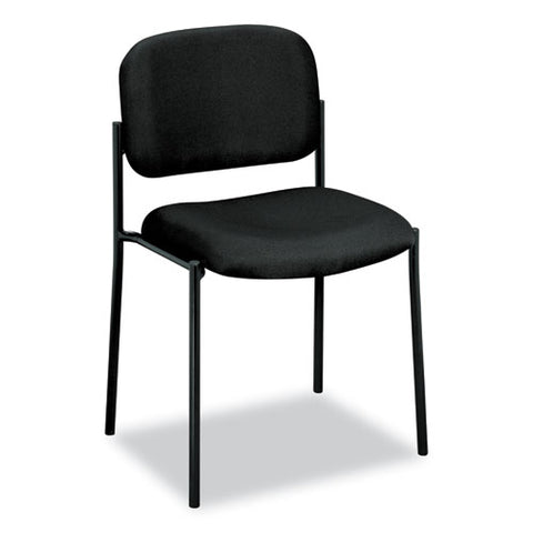 Vl606 Stacking Guest Chair Without Arms, Fabric Upholstery, 21.25" X 21" X 32.75", Black Seat, Black Back, Black Base