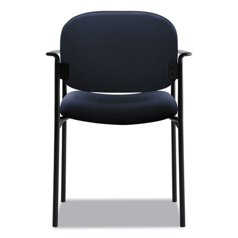 Vl616 Stacking Guest Chair With Arms, Fabric Upholstery, 23.25" X 21" X 32.75", Navy Seat, Navy Back, Black Base