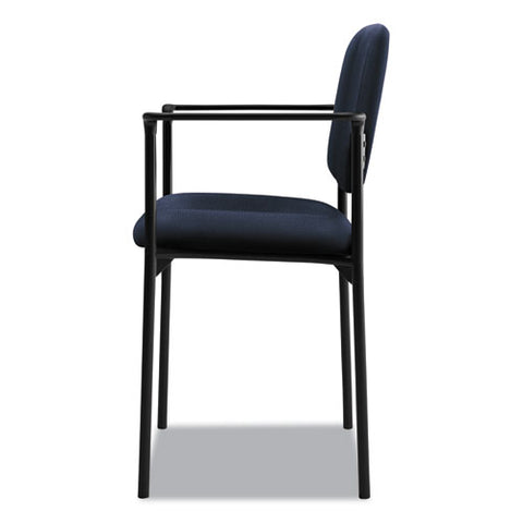 Vl616 Stacking Guest Chair With Arms, Fabric Upholstery, 23.25" X 21" X 32.75", Navy Seat, Navy Back, Black Base