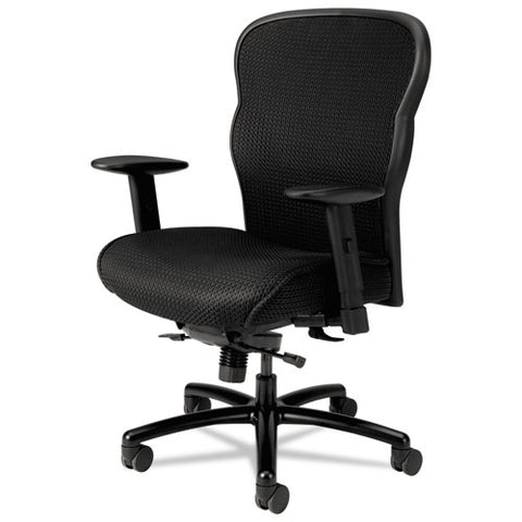 Wave Mesh Big And Tall Chair, Supports Up To 450 Lb, 19.25" To 22.25" Seat Height, Black