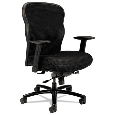 Wave Mesh Big And Tall Chair, Supports Up To 450 Lb, 19.25" To 22.25" Seat Height, Black