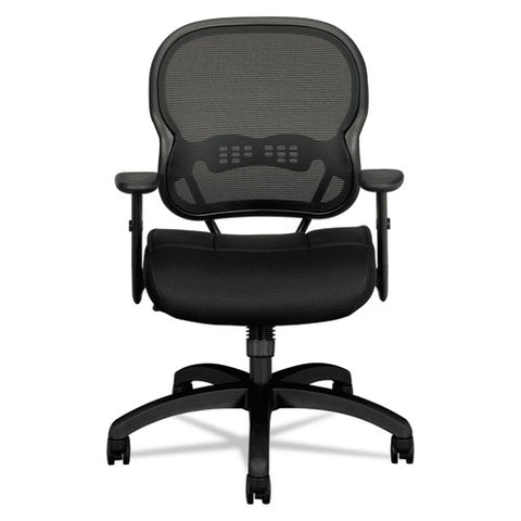 Wave Mesh Mid-back Task Chair, Supports Up To 250 Lb, 18" To 22.25" Seat Height, Black