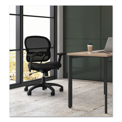 Wave Mesh Mid-back Task Chair, Supports Up To 250 Lb, 18" To 22.25" Seat Height, Black