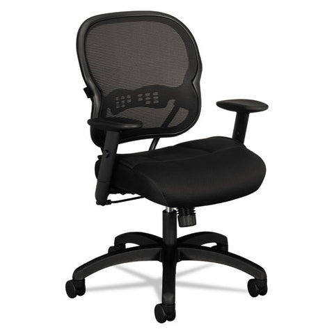 Wave Mesh Mid-back Task Chair, Supports Up To 250 Lb, 18" To 22.25" Seat Height, Black