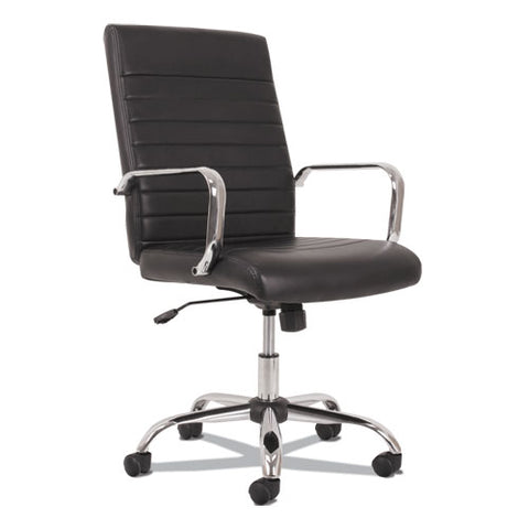 5-eleven Mid-back Executive Chair, Supports Up To 250 Lb, 17.1" To 20" Seat Height, Black Seat/back, Chrome Base