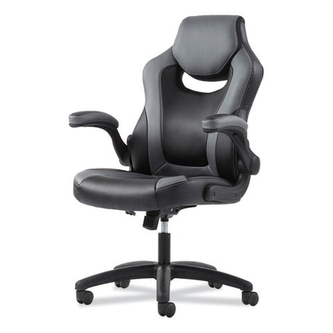 9-one-one High-back Racing Style Chair With Flip-up Arms, Supports Up To 225 Lb, Black Seat, Gray Back, Black Base