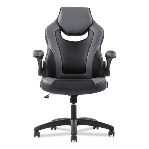 9-one-one High-back Racing Style Chair With Flip-up Arms, Supports Up To 225 Lb, Black Seat, Gray Back, Black Base