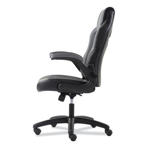 9-one-one High-back Racing Style Chair With Flip-up Arms, Supports Up To 225 Lb, Black Seat, Gray Back, Black Base