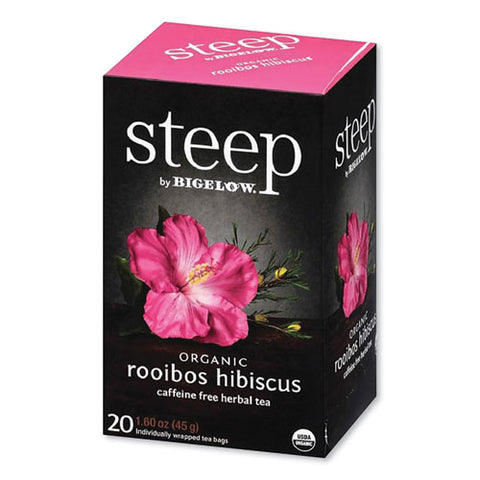 Steep Tea, Rooibos Hibiscus Herbal Tea, 0.08 Oz Tea Bag, 20/box