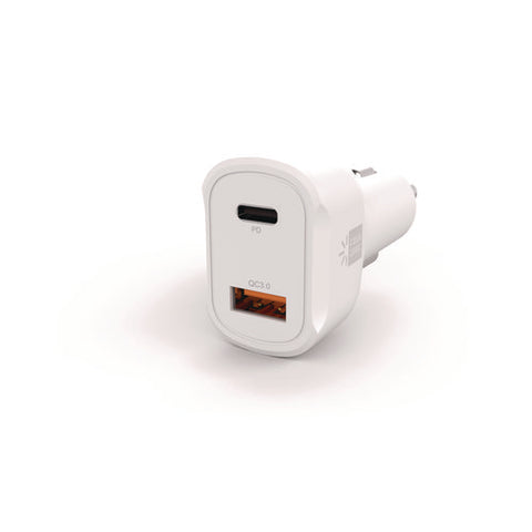 Pd Car Charger, 60 W, Two 2 A Ports, White