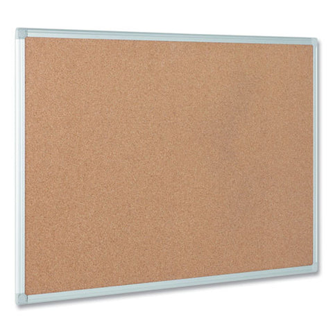 Earth Cork Board, 24" X 18", Tan Surface, Satin Aluminum Frame