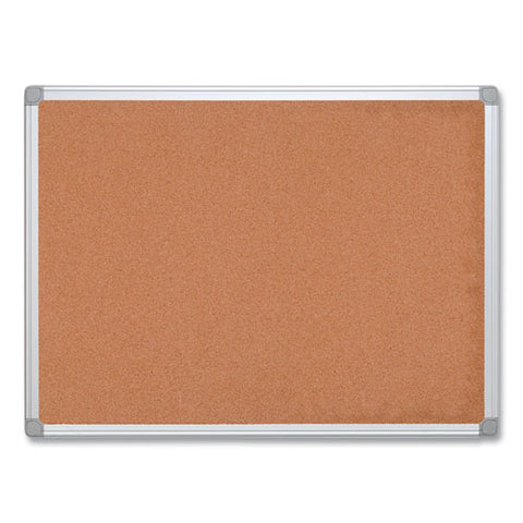 Earth Cork Board, 24" X 18", Tan Surface, Satin Aluminum Frame