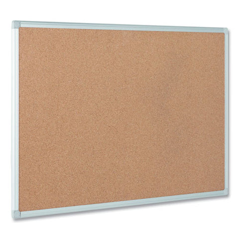 Earth Cork Board, 36" X 24", Tan Surface, Satin Aluminum Frame