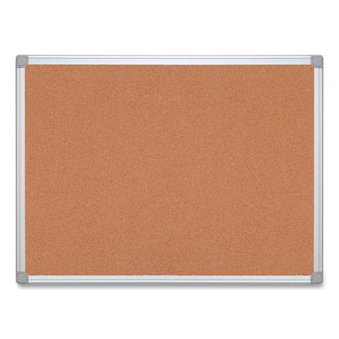 Earth Cork Board, 36" X 24", Tan Surface, Satin Aluminum Frame