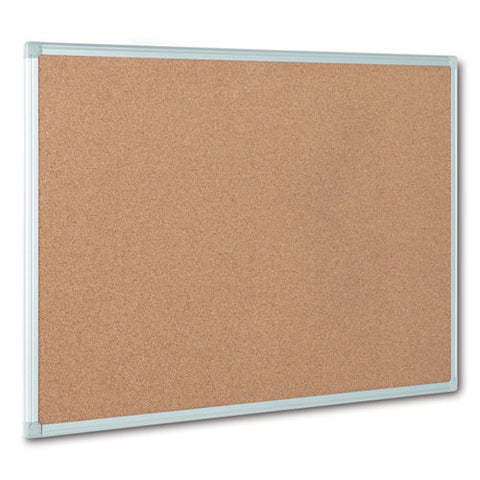 Earth Cork Board, 48" X 36", Tan Surface, Satin Aluminum Frame