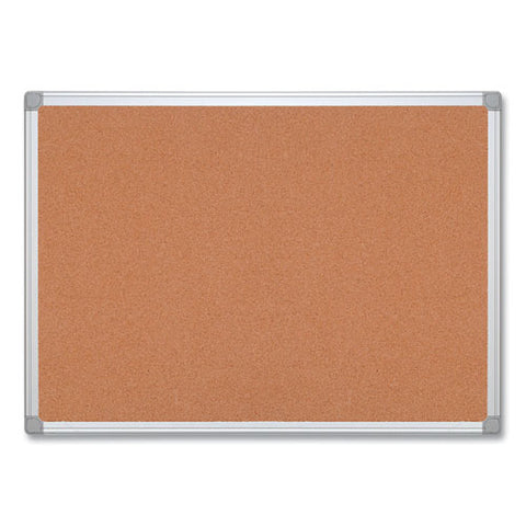 Earth Cork Board, 48" X 36", Tan Surface, Satin Aluminum Frame