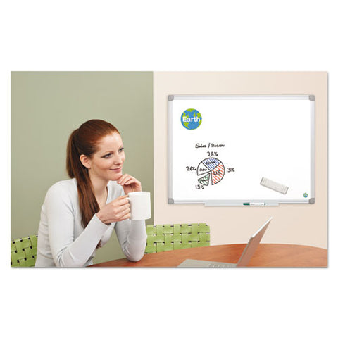 Earth Silver Easy Clean Magnetic Dry Erase Boards, 36" X 24", White Surface, Satin Aluminum Frame