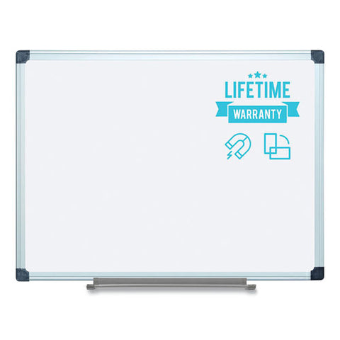 Porcelain Value Dry Erase Board, 48" X 96", White Surface, Satin Aluminum Frame