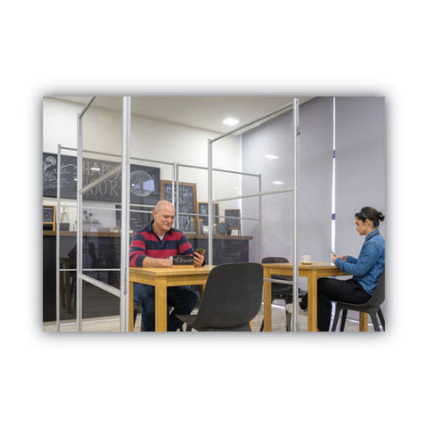 Protector Series Mobile Glass Panel Divider, 49 X 22 X 81, Clear/aluminum