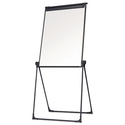 Folds-to-a-table Melamine Easel, 28.5" X 37.5", White Surface, Black Steel Frame