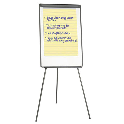 Basic Tripod Melamine Presentation Easel, 22.5" X 42", White Surface, Black Plastic/steel Frame