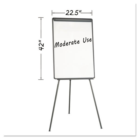 Basic Tripod Melamine Presentation Easel, 22.5" X 42", White Surface, Black Plastic/steel Frame